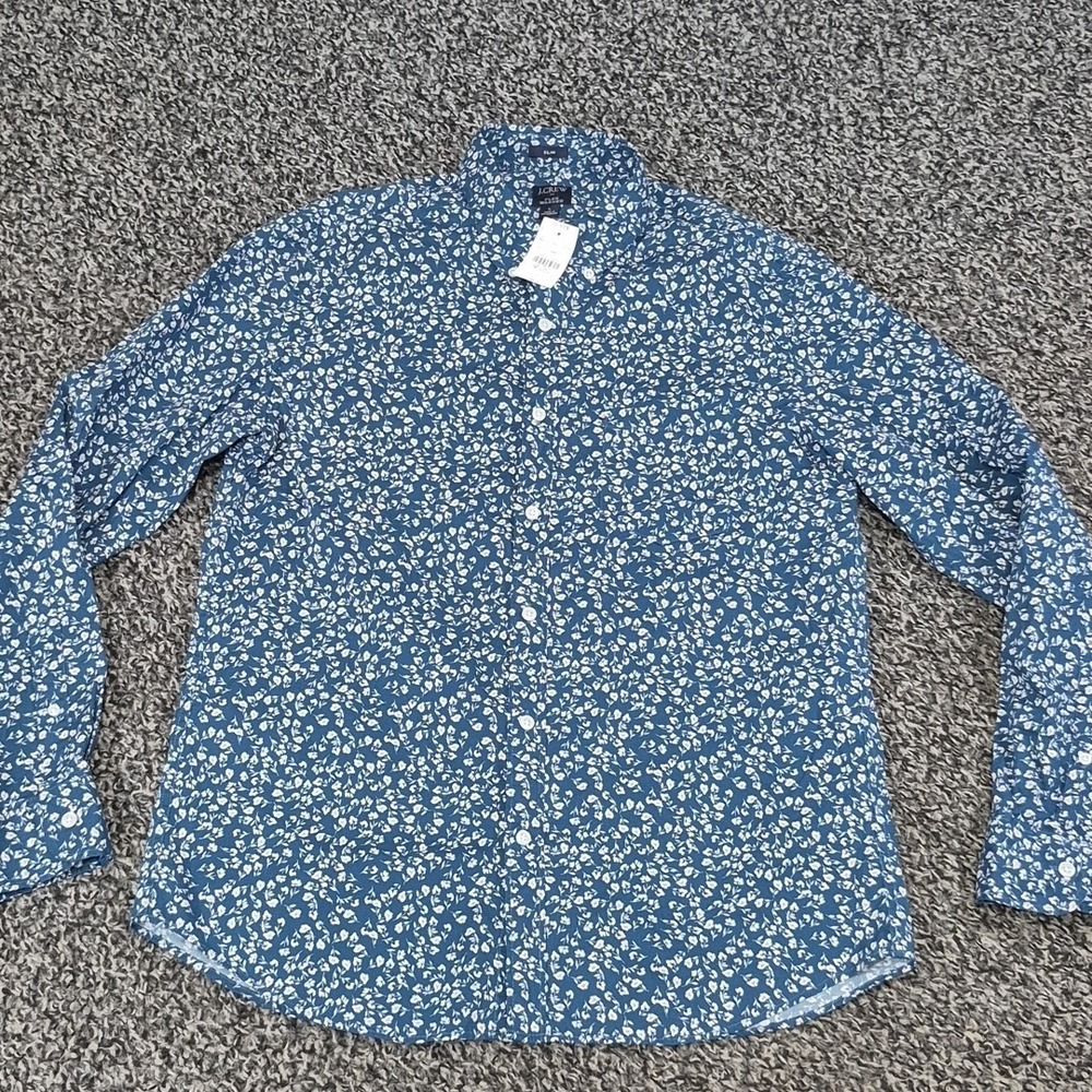 NWT J Crew Shirt Mens‎ Large Slim Floral Flex Washed Slim Fit Button Down